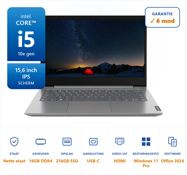 15,6 inch Lenovo 15 iil 20sm i5-1035G1 3.6GHz 16GB DDR4 256GB SSD