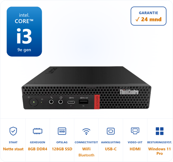 Lenovo Thinkcentre M720Q i3-9100T 3.1GHz 8GB DDR4 256GB SSD