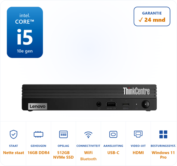 Lenovo Thinkcentre M720Q I5-10500T 3.8GHz 16GB DDR4 256GB SSD