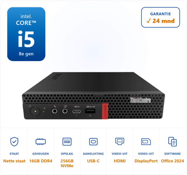 Lenovo Thinkcentre M720Q I5-8500T 3.5GHz 16GB DDR4 256GB SSD