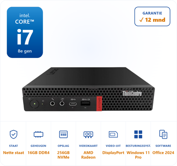Lenovo Thinkcentre M720Q i7-8700T 4.0GHz 16GB DDR4 256GB SSD RX560
