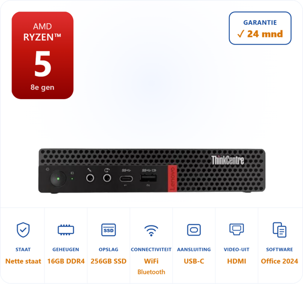 Lenovo Thinkcentre M75Q Ryzen 5 3400GE 4.0GHz 16GB DDR4 256GB SSD