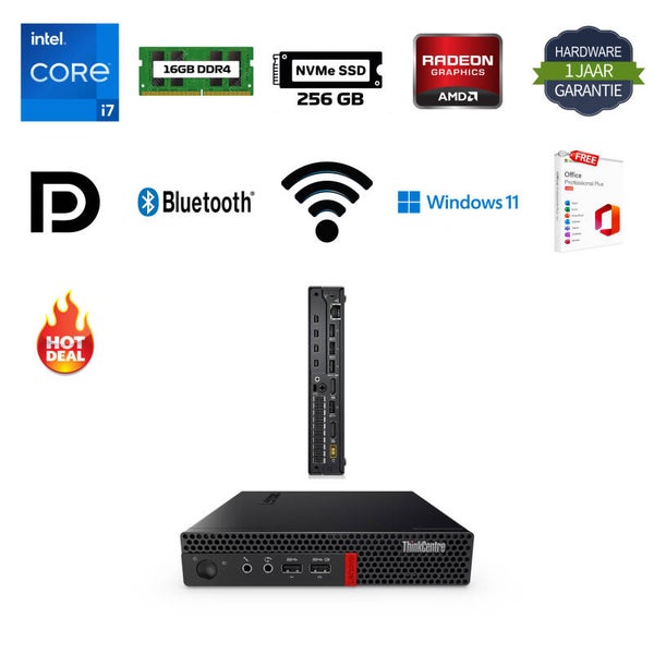 Lenovo Thinkcentre M910X Tiny I7-7700T 3.8 GHz 16GB DDR4 AMD Radeon RX 460 4GB GPU 256GB NVMe SSD Office 2024