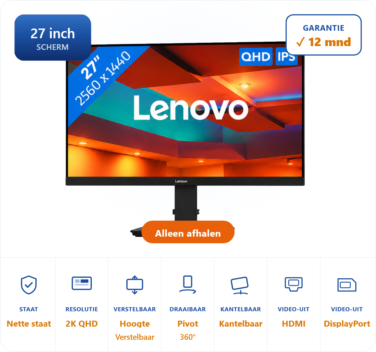 Lenovo ThinkVision P27H-20 27 inch QHD IPS USB-C Monitor