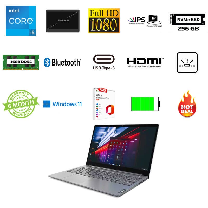 15.6 inch Lenovo ThinkBook 15-IIL 20SM i5-1035G1 3.8GHz 16GB DDR4 256GB NVMe Full HD IPS Office 2024