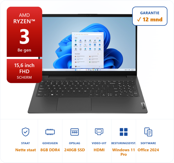 15.6 inch Lenovo V15-ADA AMD Ryzen 3 3250U 3.5GHz 8GB DDR4 240GB SSD