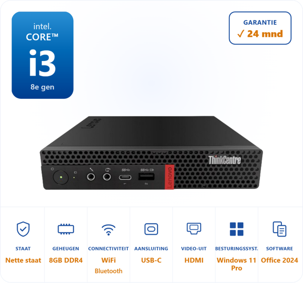 Lenovo Thinkcentre M720Q i3-8100T 3.1GHz 8GB DDR4 256GB SSD