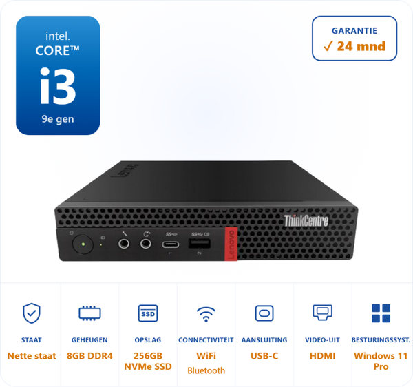 Lenovo Thinkcentre M720Q i3-9100T 3.1GHz 8GB DDR4 256GB SSD