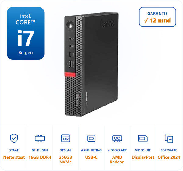 Lenovo Thinkcentre M720Q i7-8700T 4.0GHz 16GB DDR4 256GB SSD RX560