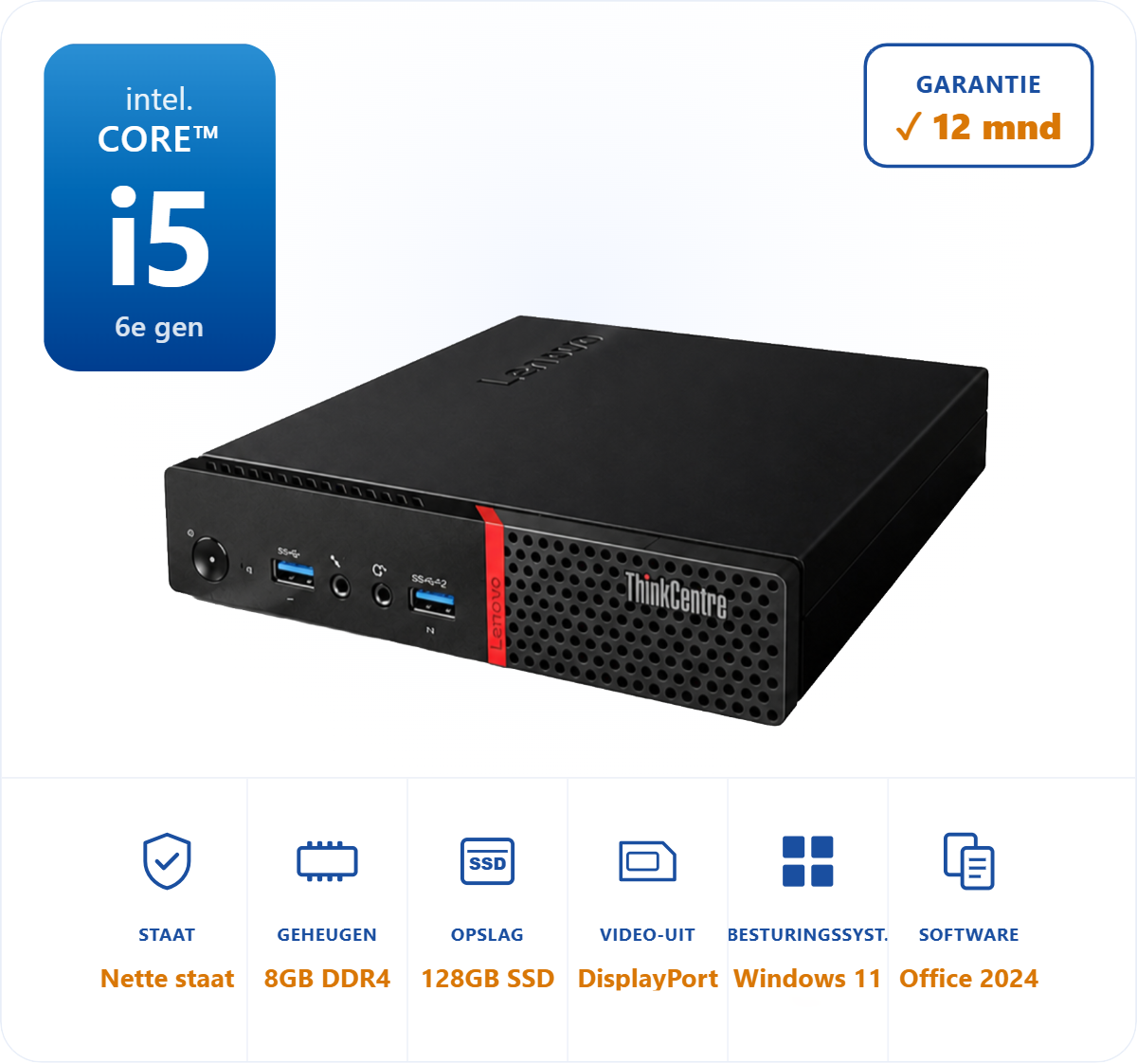 Lenovo Thinkcentre M900 Tiny I5-6500T 3.1GHz 8GB DDR4 128GB SSD