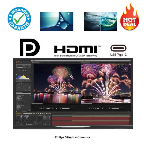 32 inch Philips 328P 4K + Ergotron beugel