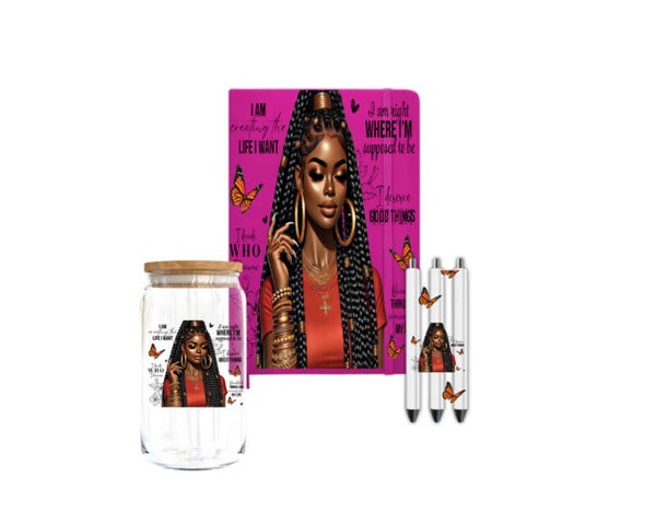 Journal, Pen and Libby Glass Set (God is within her)