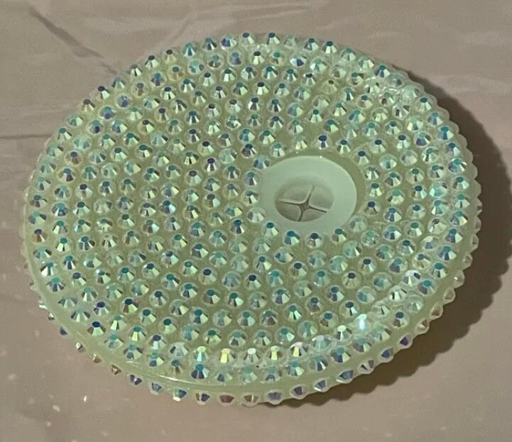 Acrylic Faux Rhinestone Bling Lid - White