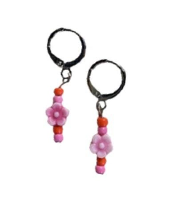 Handmade Pink Flower Oorbellen