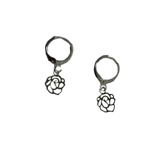 Bloemen oorbellen zilver