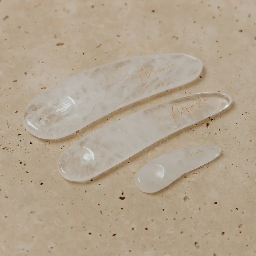 Moonie Clear Quartz Skincare Spatulas