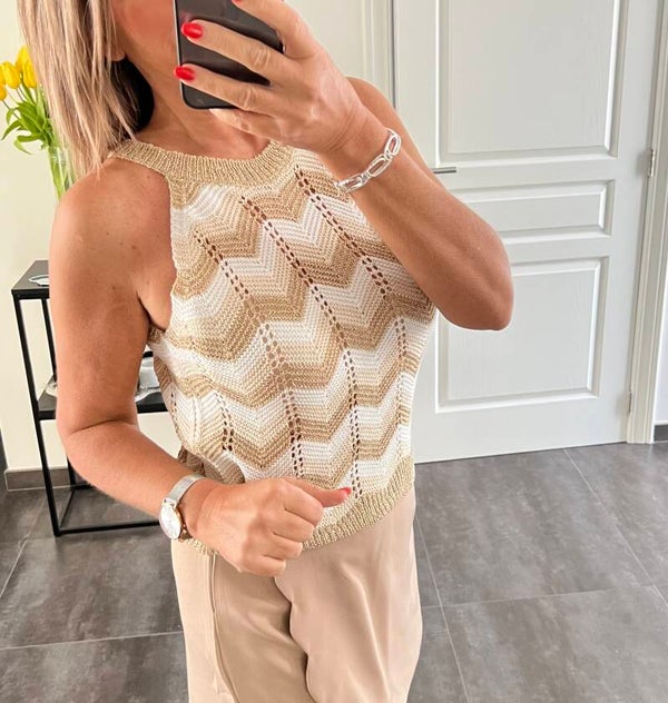 Top Aimée beige/ecru/goud
