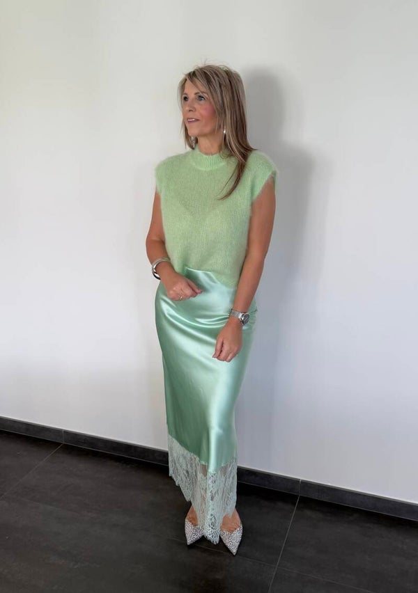 Rok satijn groen