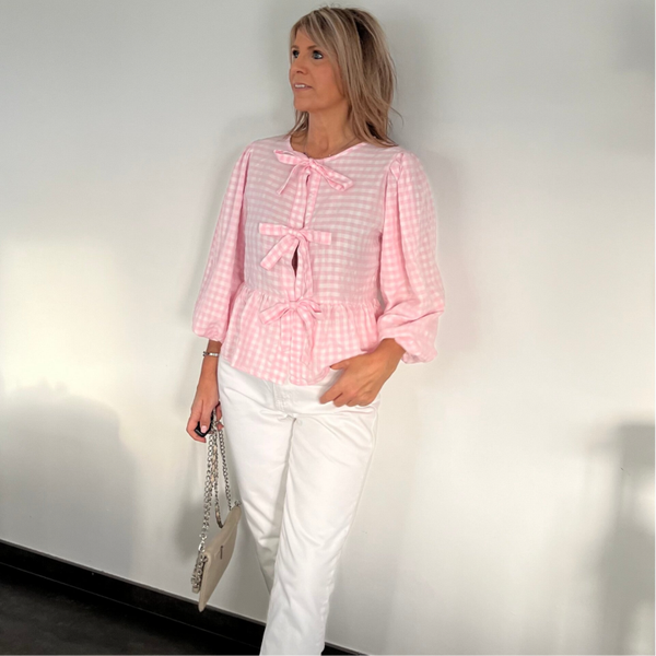 Blouse met strikjes pink Elody
