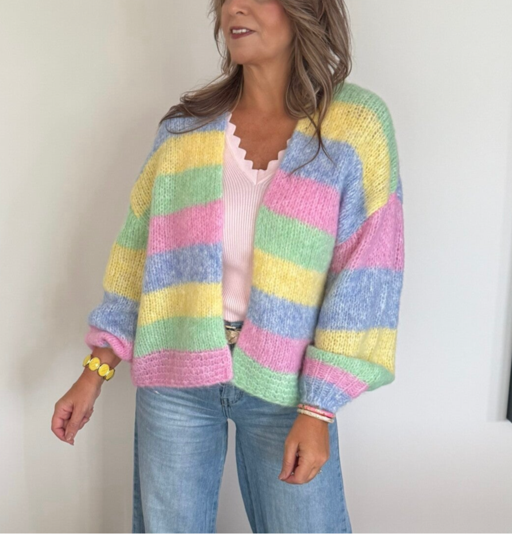 Gilet multicolor streep Rina - prikt niet