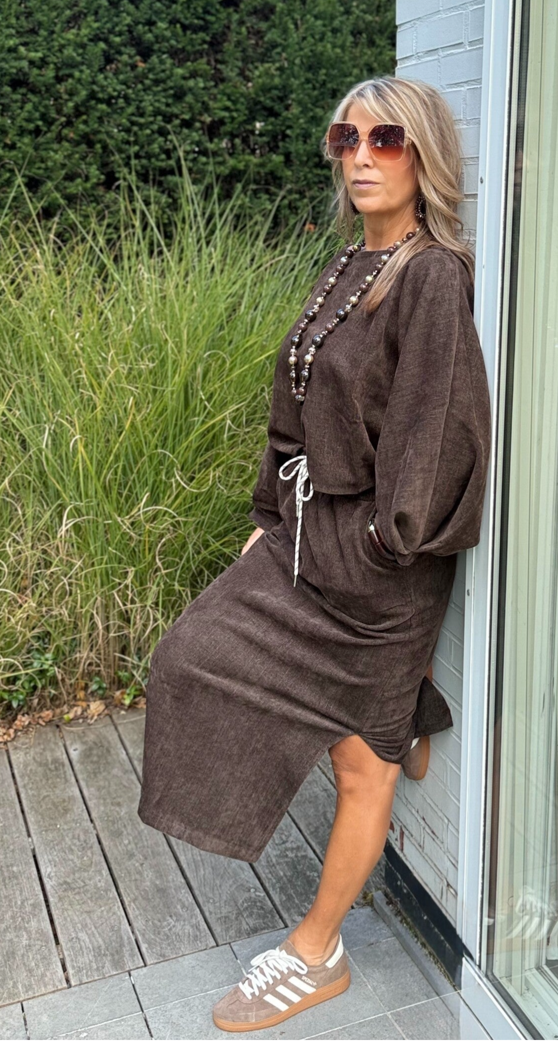 Set in velvet stofje choco