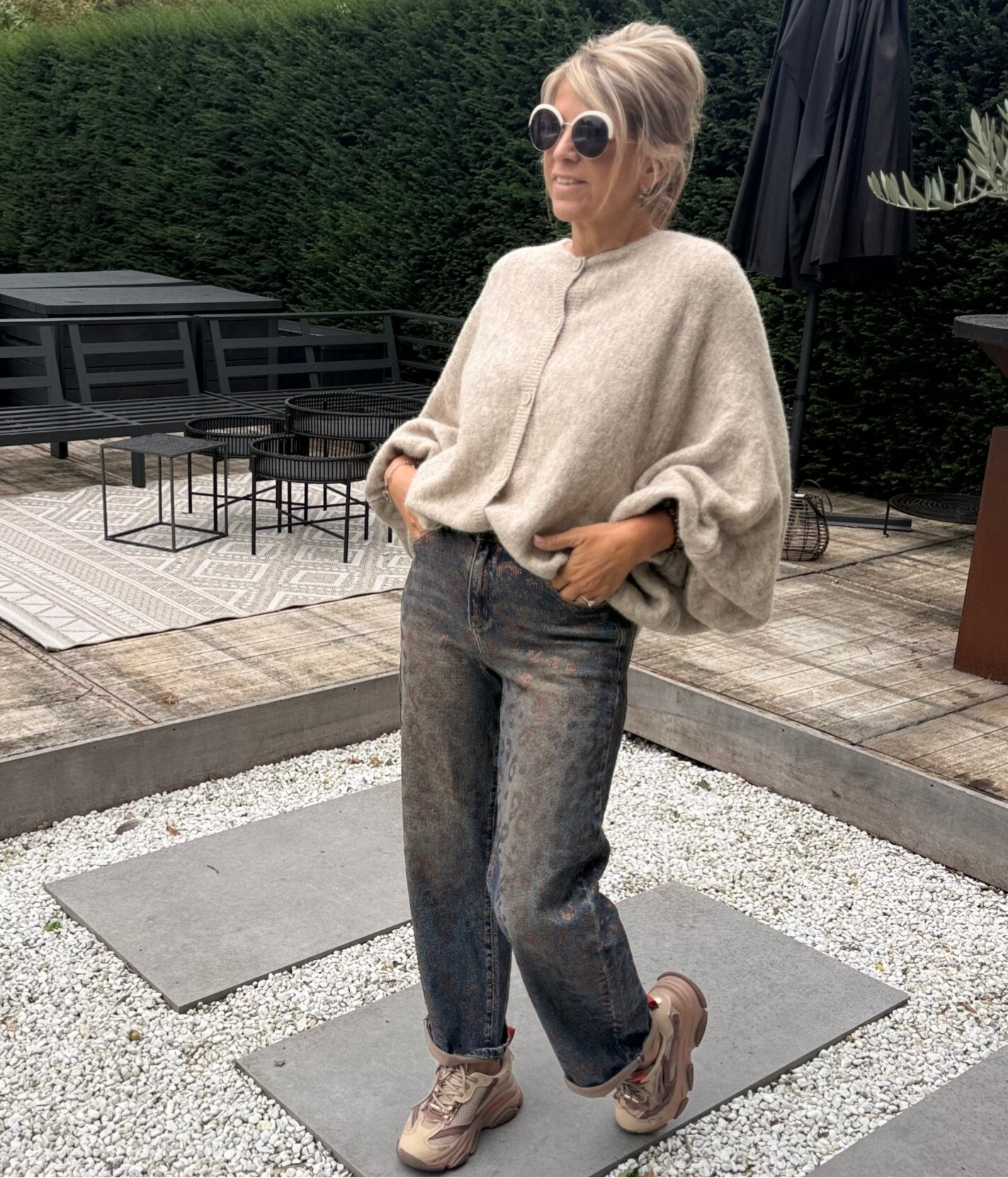 Jeans met leopard print en strass