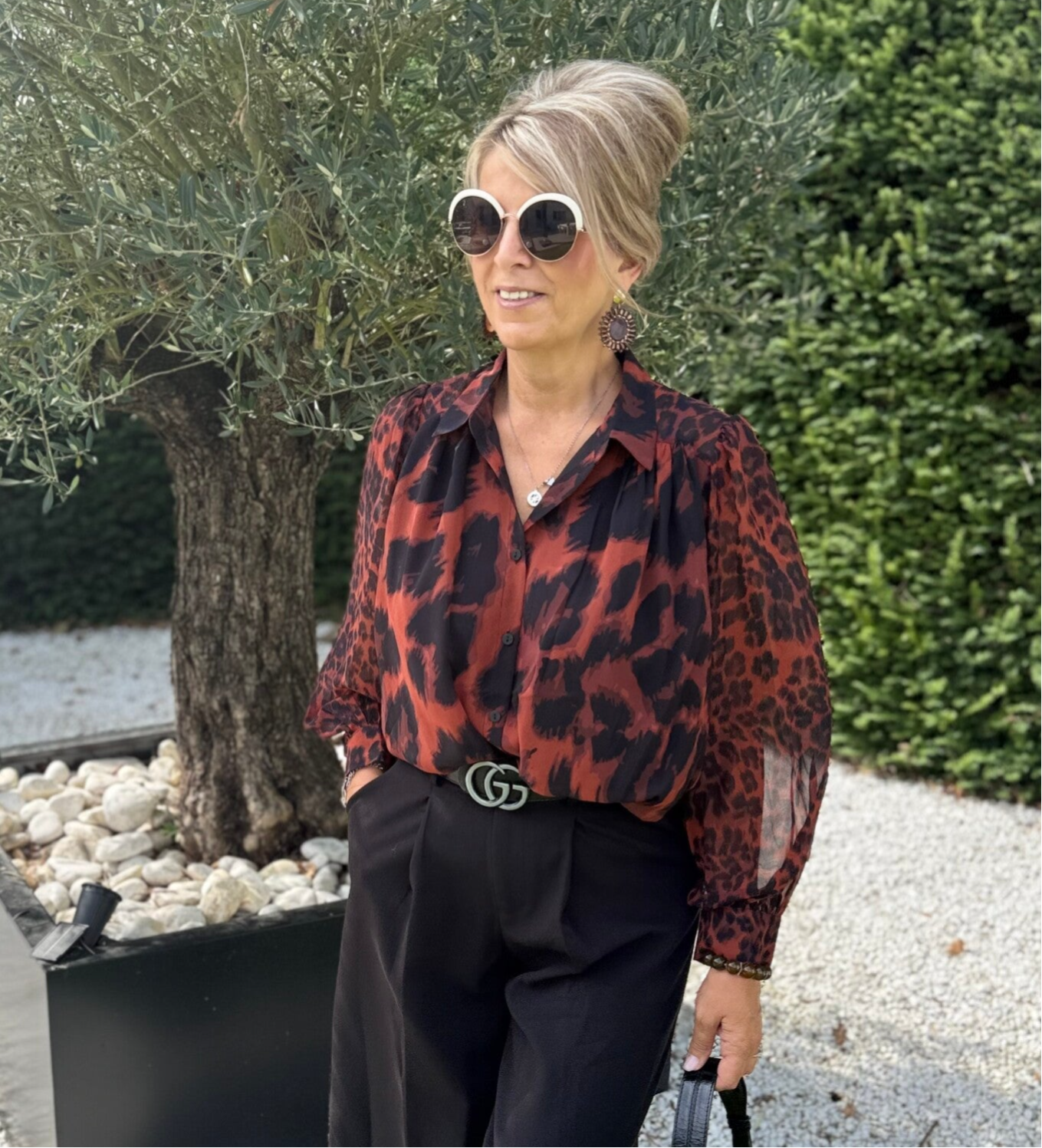 blouse orange/ black