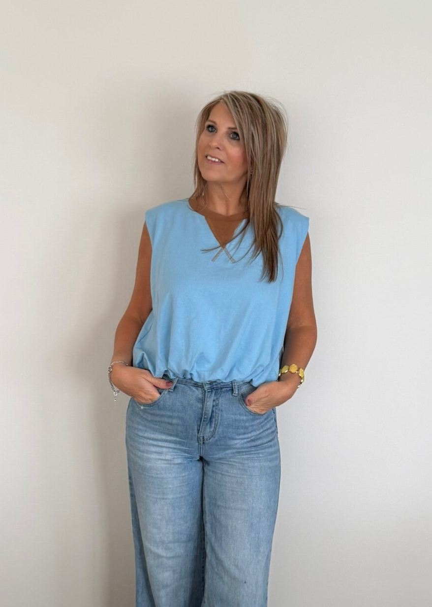 Sweater zonder mouwen blauw