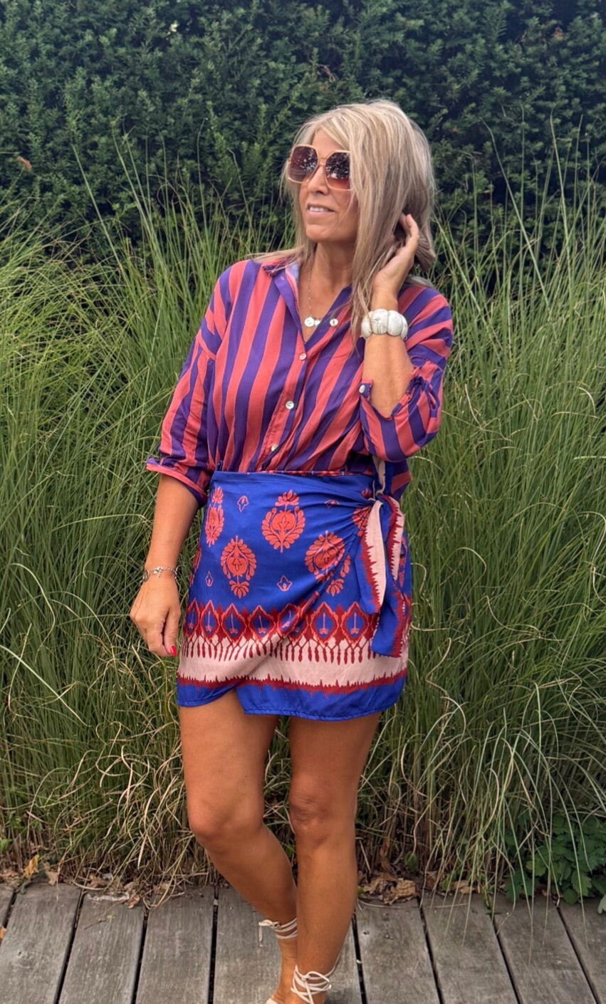 setje paars met print rok blue