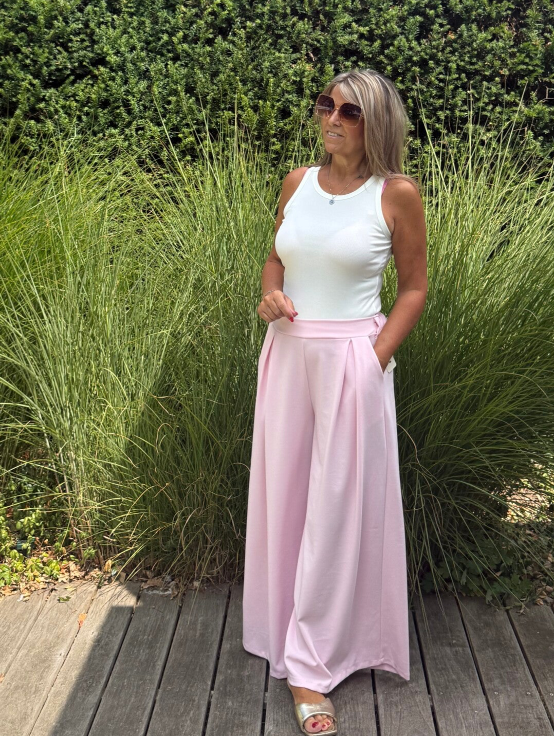 Broek wijd model pink