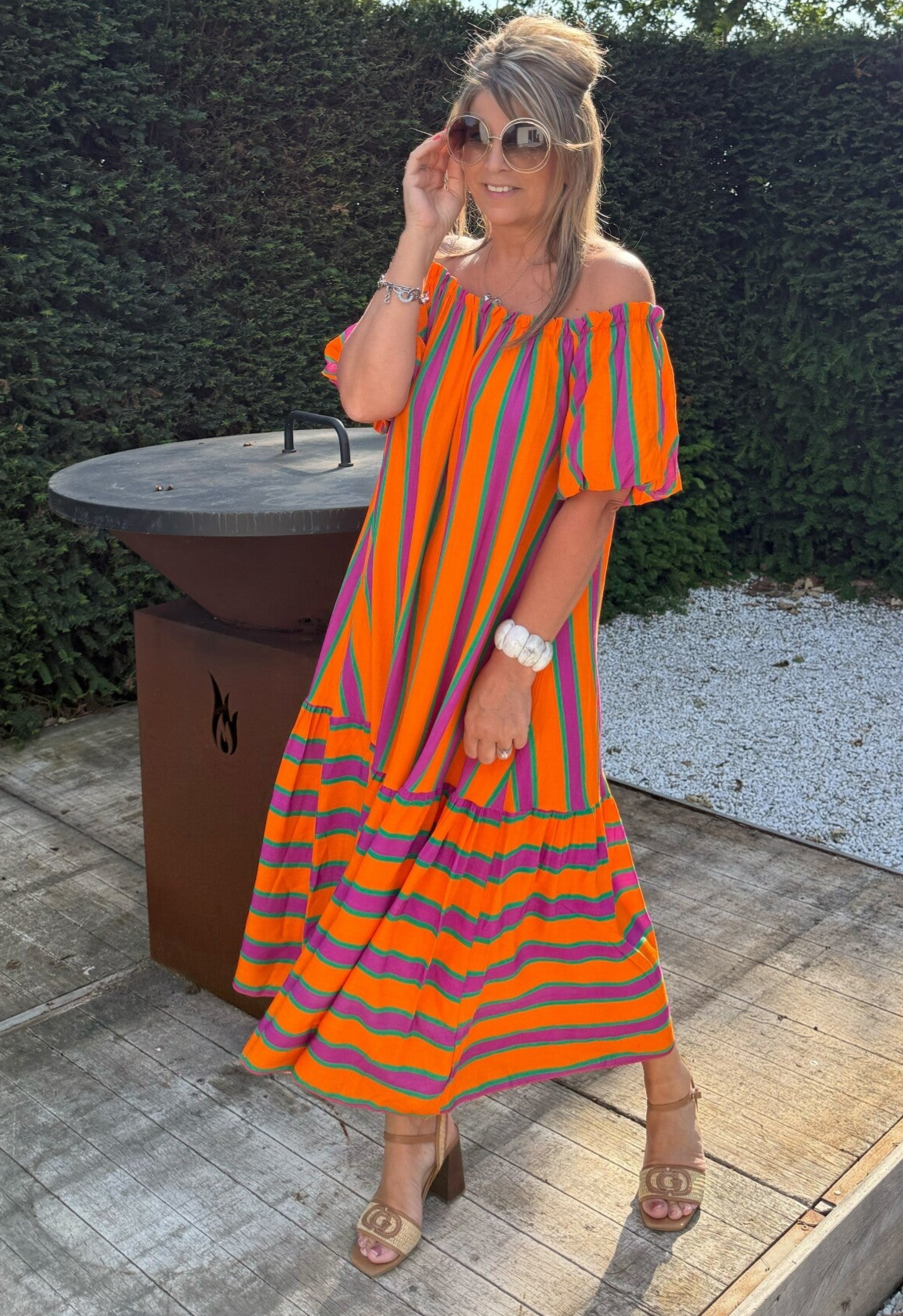 Kleedje Multicolor Orange/paars