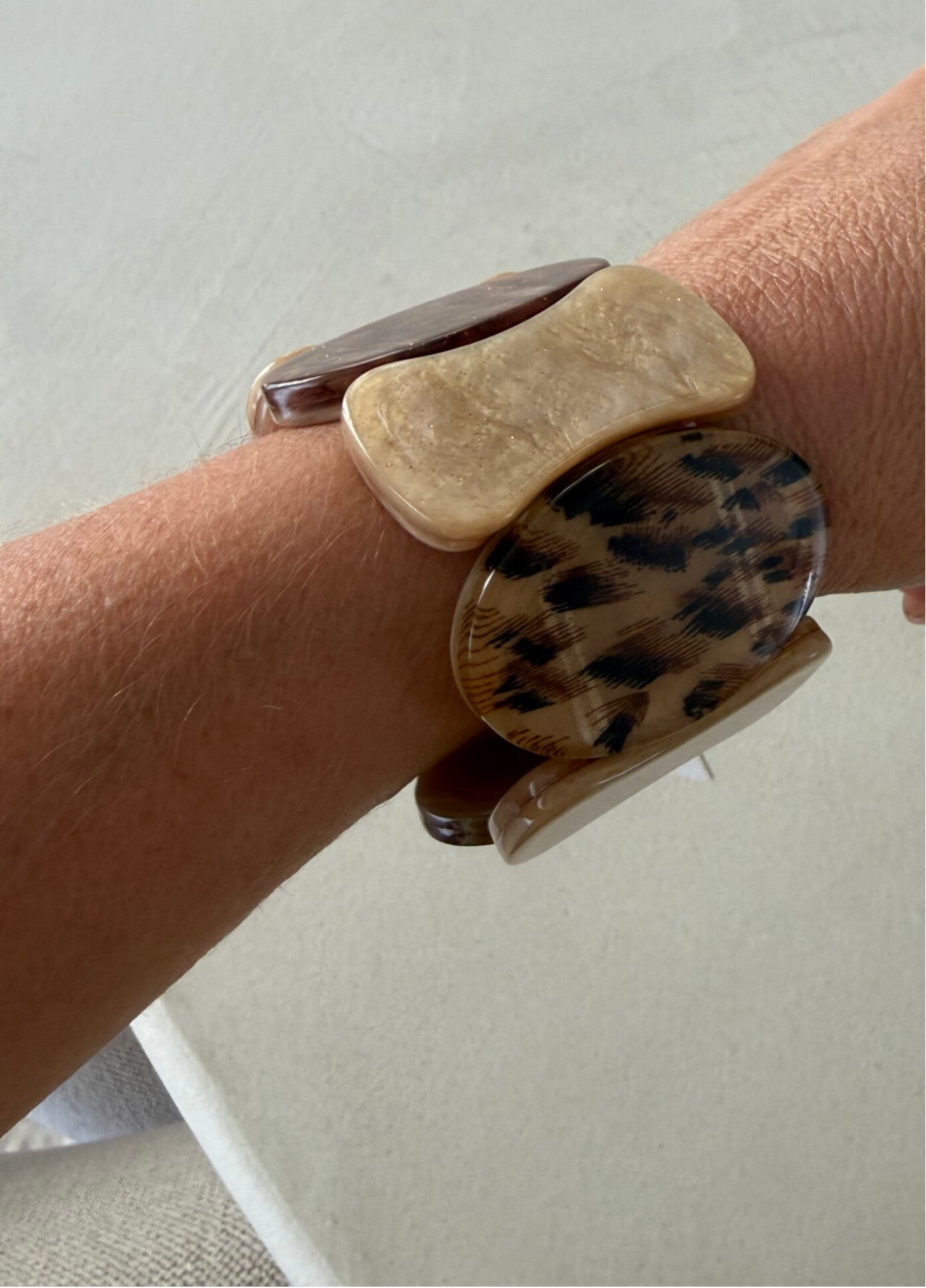 Armband bruin met beige en leopard motief