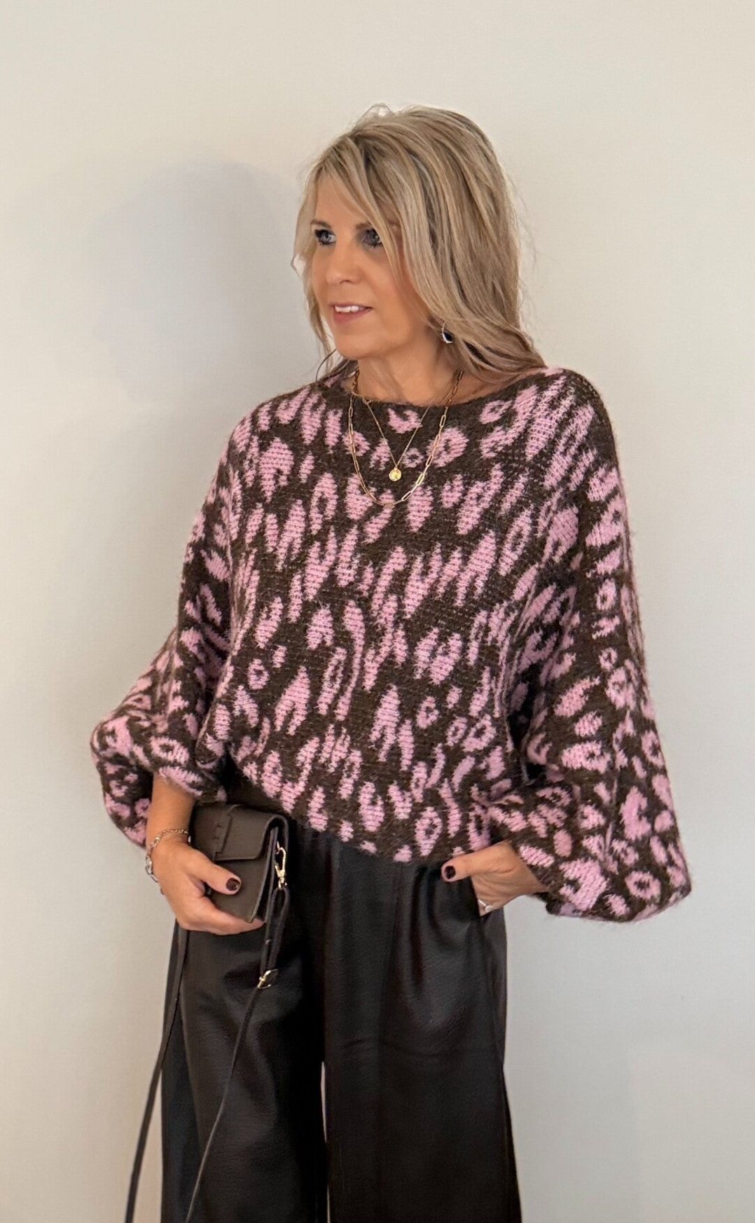 Trui burgundi/pink Aske