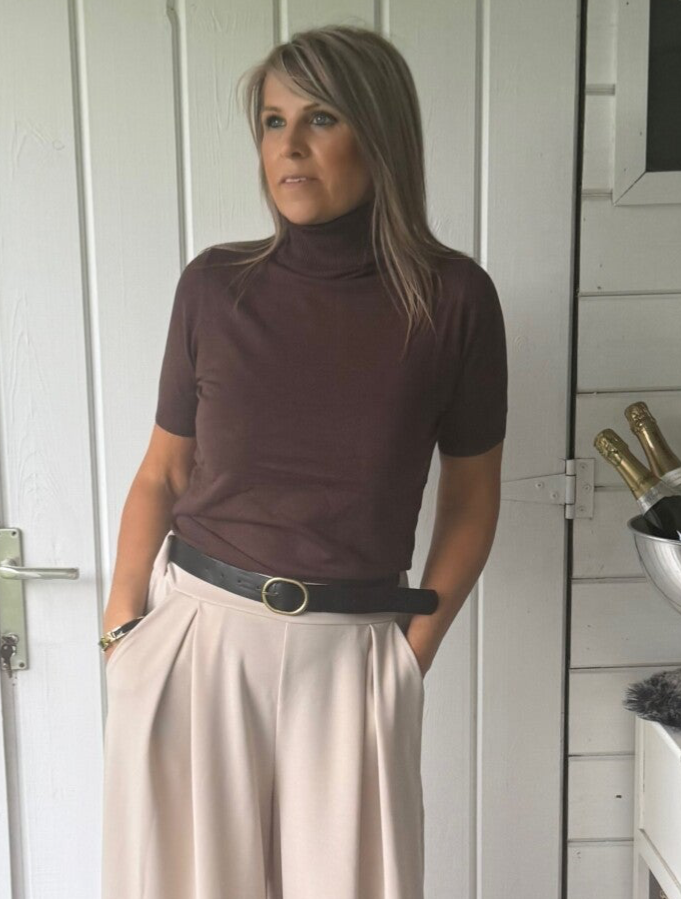 Souspull met korte mouw marron