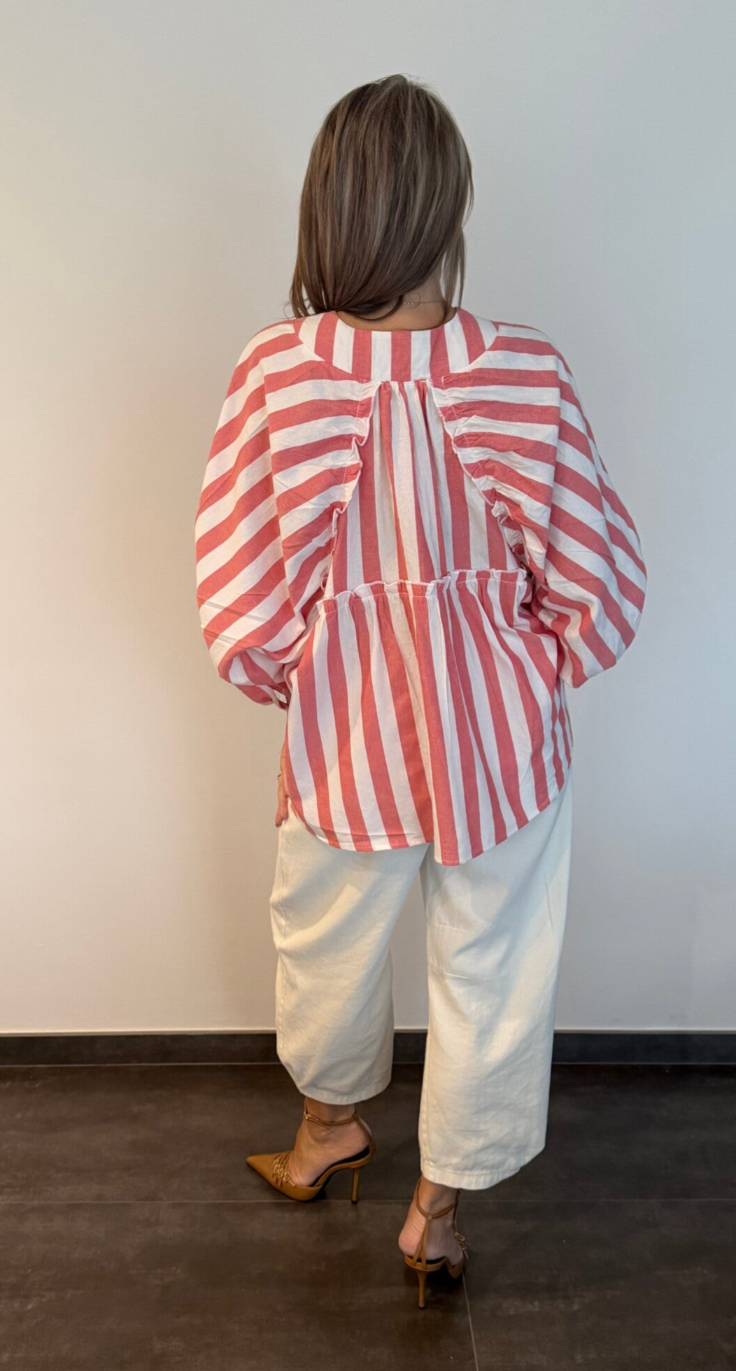 Blouse met ruche op rug blue Vé