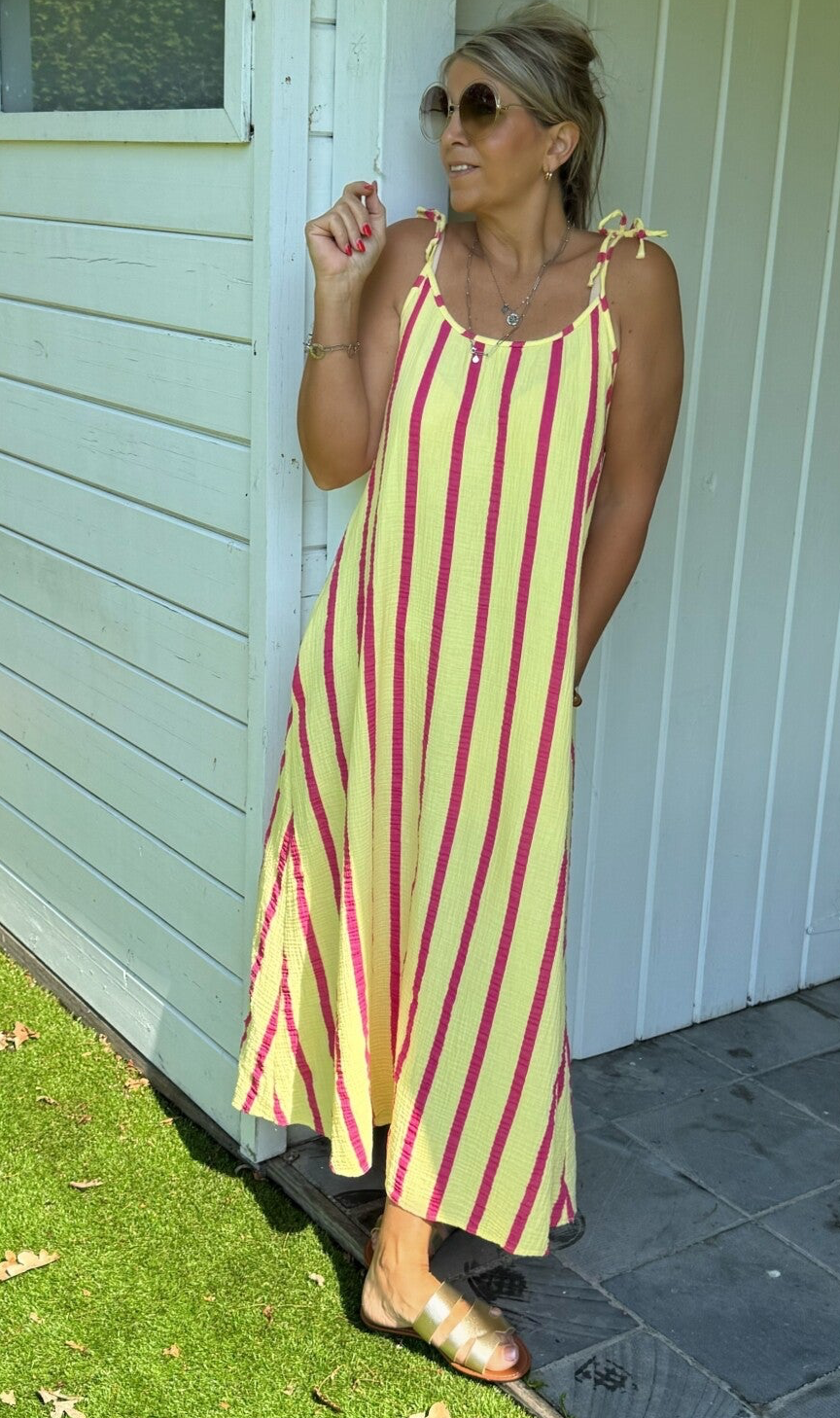 zomerkleedje met bandjes tetra geel