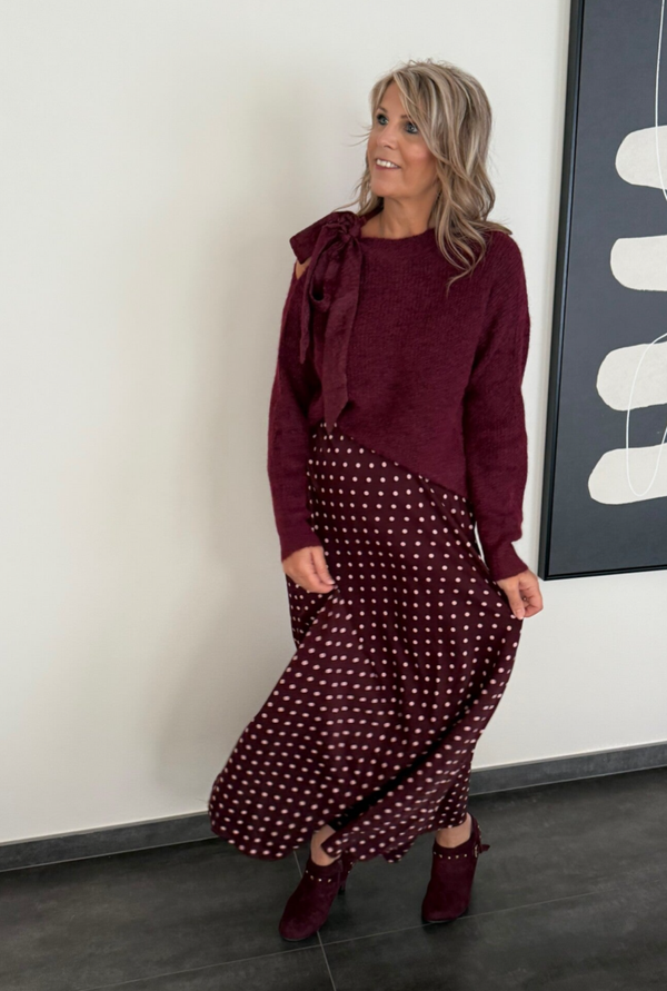 rok met stipjes burgundi
