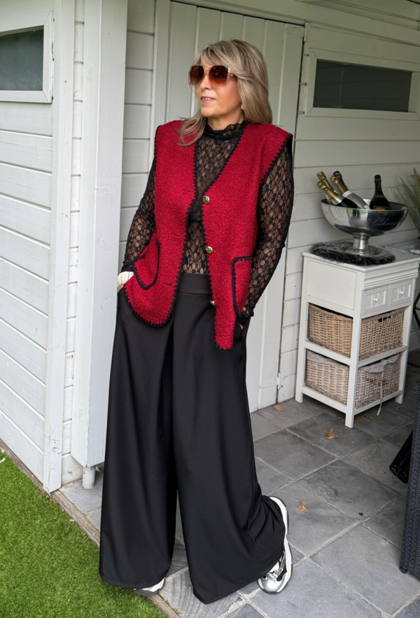 Lace top met kragje zwart