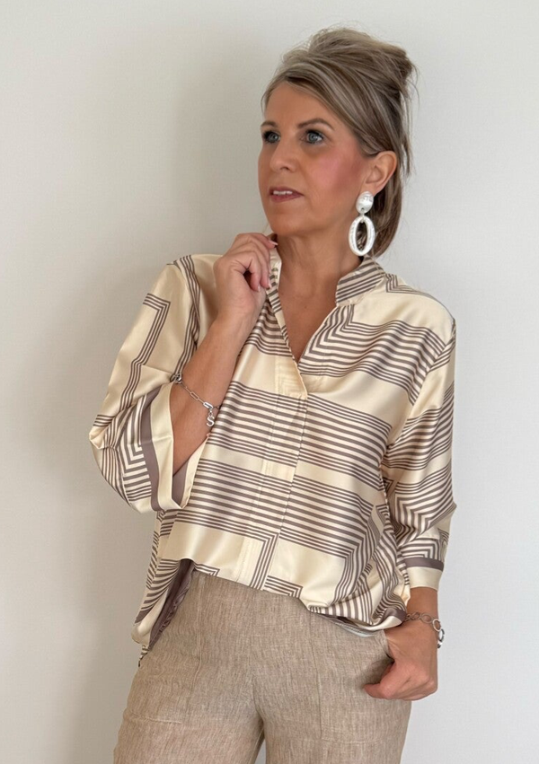 blouse geel / bruin ruit