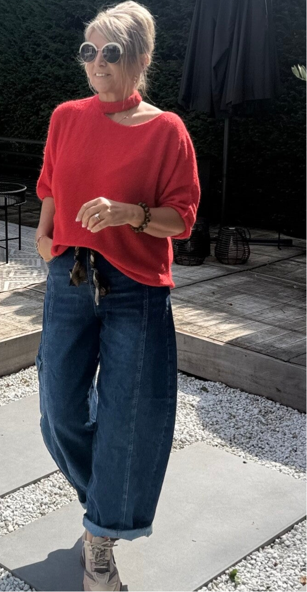 Trui met halsuitsnijding Klaar rood
