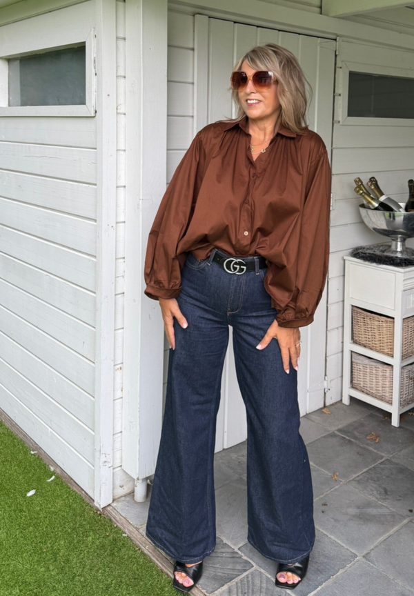 Blouse  met ballonmouw  Feya  marron