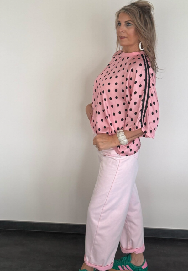oversized top met stippen