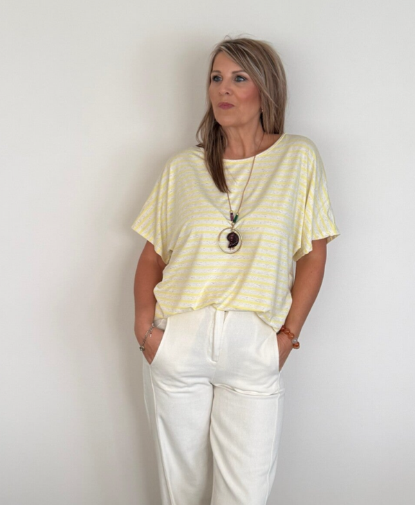 T-shirt met ronde kraag  geel