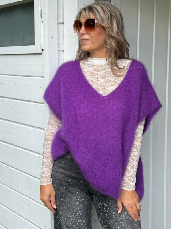 Mohair trui met v-hals paars Fie