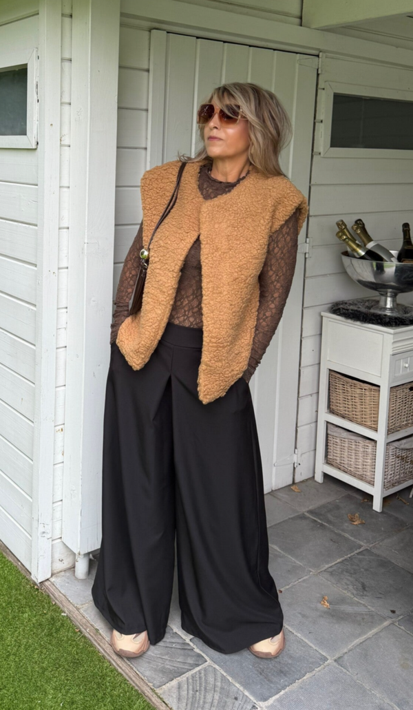 Teddy vestje zonder mouwen camel