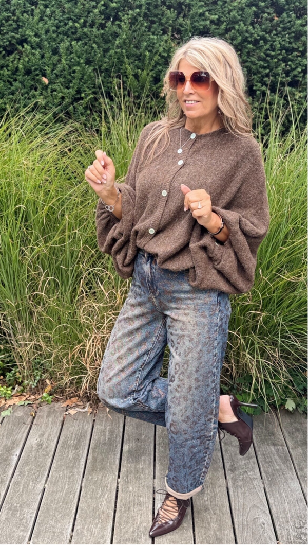 Jeans met leopard print en strass