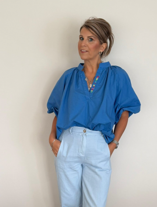Blouse oversized  summer of love blauw
