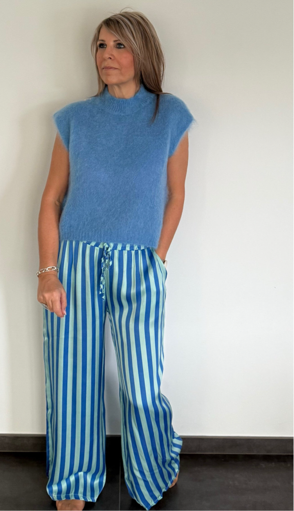 Satijnen broek blauw/donkerblauw