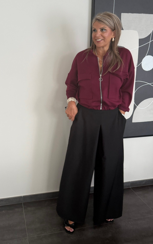 sweatervest in zacht stofje burgundi Petra