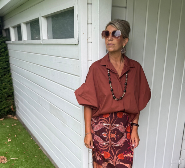 Roestkleurige blouse Marie